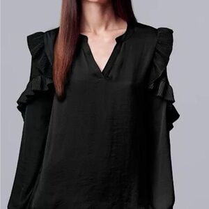 Simply Vera Vera Wang Black Ruffle Sleeve Blouse